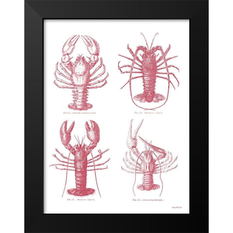 Lobsters Black Modern Wood Framed Art Print by Lettered And Lined