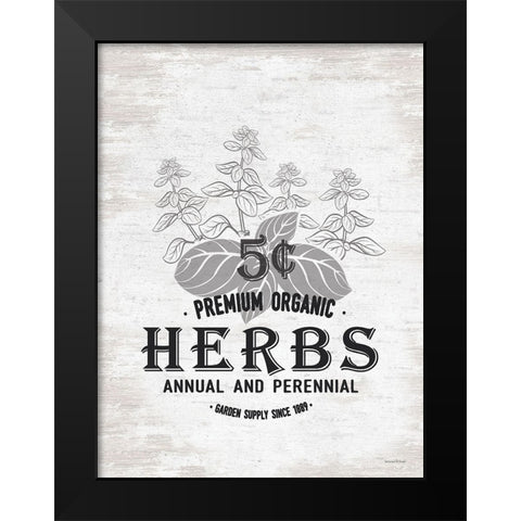Herbs Black Modern Wood Framed Art Print by Lettered And Lined