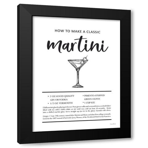 Martini Black Modern Wood Framed Art Print by Lettered And Lined