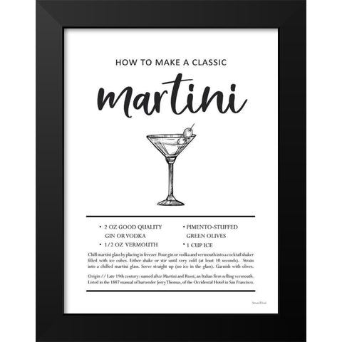 Martini Black Modern Wood Framed Art Print by Lettered And Lined
