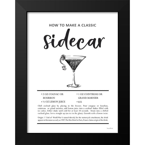 Sidecar Black Modern Wood Framed Art Print by Lettered And Lined