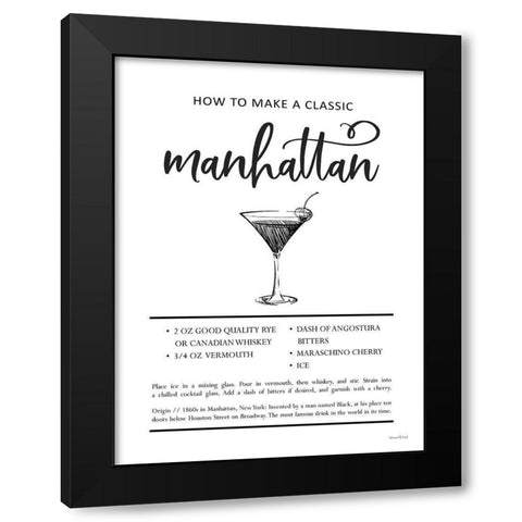 Manhattan Black Modern Wood Framed Art Print by Lettered And Lined