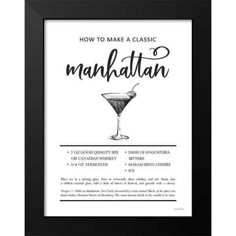 Manhattan Black Modern Wood Framed Art Print by Lettered And Lined