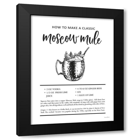 Moscow Mule Black Modern Wood Framed Art Print by Lettered And Lined