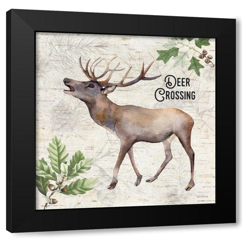 Deer Crossing Black Modern Wood Framed Art Print with Double Matting by Lettered And Lined