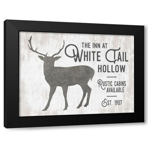 White Tail Hollow Black Modern Wood Framed Art Print by Lettered And Lined