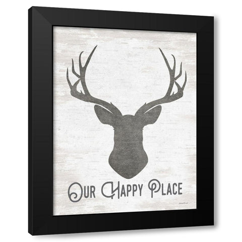 Our Happy Place Black Modern Wood Framed Art Print by Lettered And Lined