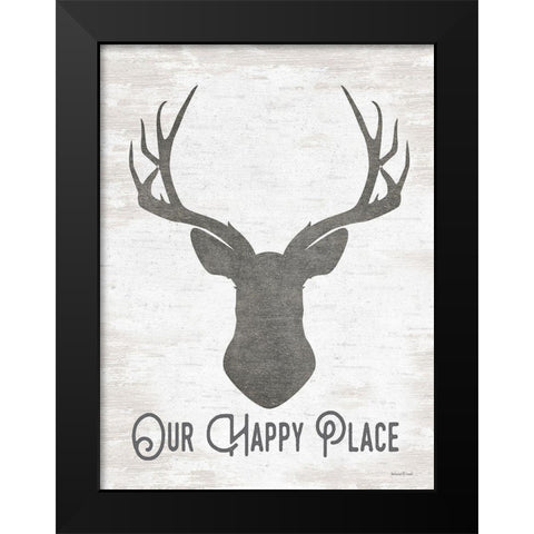 Our Happy Place Black Modern Wood Framed Art Print by Lettered And Lined