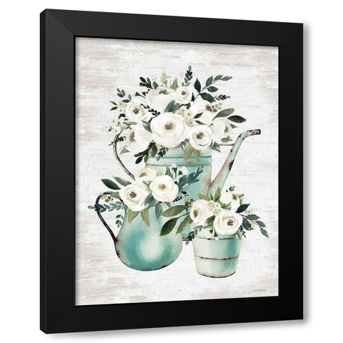 Vintage Flowers   Black Modern Wood Framed Art Print by Lettered and Lined