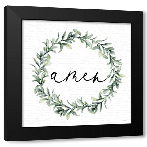 Amen Wreath Black Modern Wood Framed Art Print with Double Matting by lettered and lined