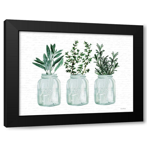 Herbs Black Modern Wood Framed Art Print by lettered and lined