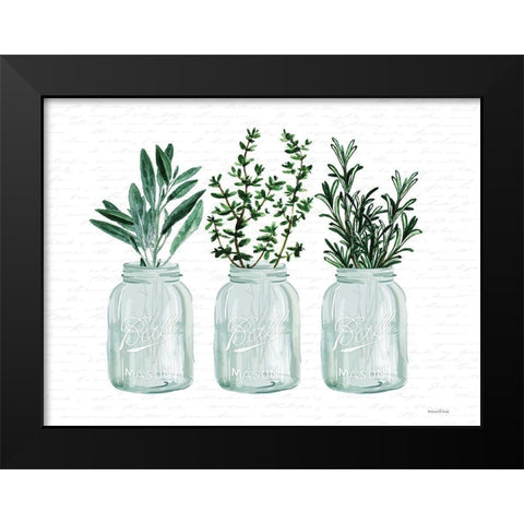 Herbs Black Modern Wood Framed Art Print by lettered and lined