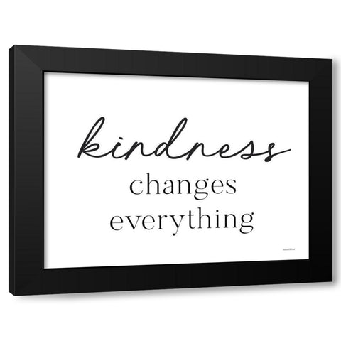 Kindness Changes Everything Black Modern Wood Framed Art Print with Double Matting by Lettered and Lined