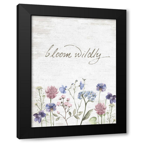 Bloom Wildly Black Modern Wood Framed Art Print with Double Matting by Lettered and Lined