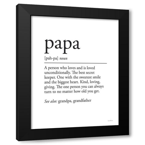 Papa Definition Black Modern Wood Framed Art Print by Lettered And Lined