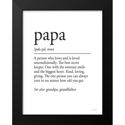 Papa Definition Black Modern Wood Framed Art Print by Lettered And Lined