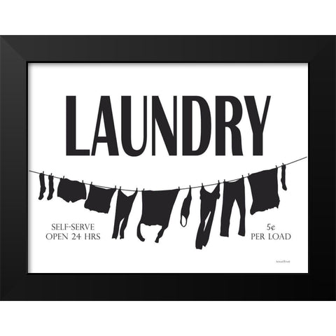 Laundry Clothesline Black Modern Wood Framed Art Print by Lettered And Lined