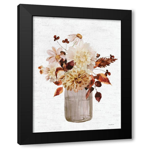 Autumn Floral Black Modern Wood Framed Art Print with Double Matting by Lettered And Lined