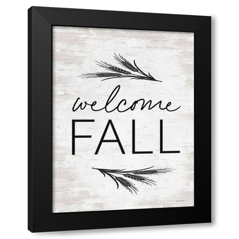 Welcome Fall Black Modern Wood Framed Art Print with Double Matting by Lettered And Lined