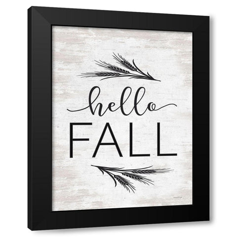 Hello Fall Black Modern Wood Framed Art Print with Double Matting by Lettered And Lined