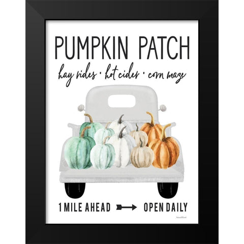 Pumpkin Patch Ahead Black Modern Wood Framed Art Print by Lettered And Lined