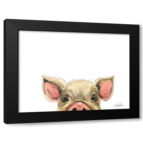 Peeking Pig Black Modern Wood Framed Art Print by Keller, Lee