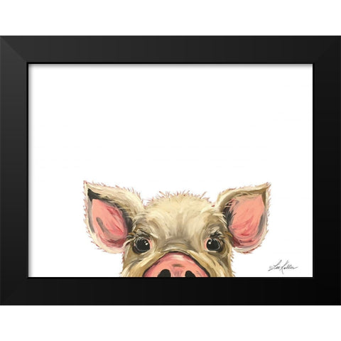 Peeking Pig Black Modern Wood Framed Art Print by Keller, Lee