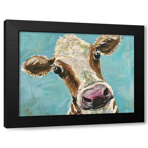 Mr. Moo Moo Black Modern Wood Framed Art Print with Double Matting by Keller, Lee