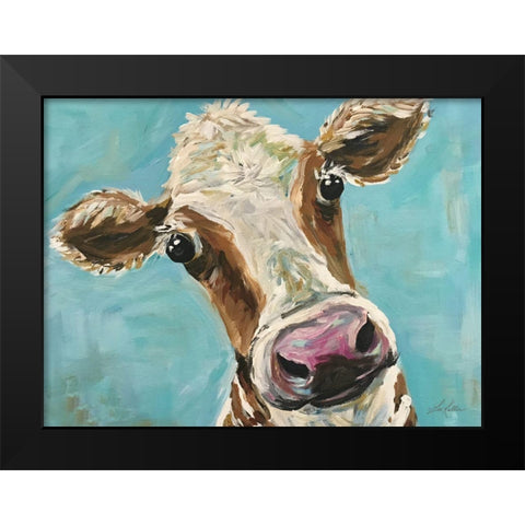 Mr. Moo Moo Black Modern Wood Framed Art Print by Keller, Lee