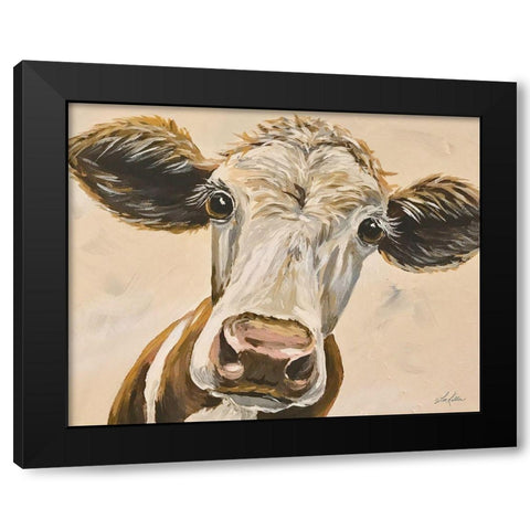 Ms. Cora the Cow  Black Modern Wood Framed Art Print with Double Matting by Keller, Lee