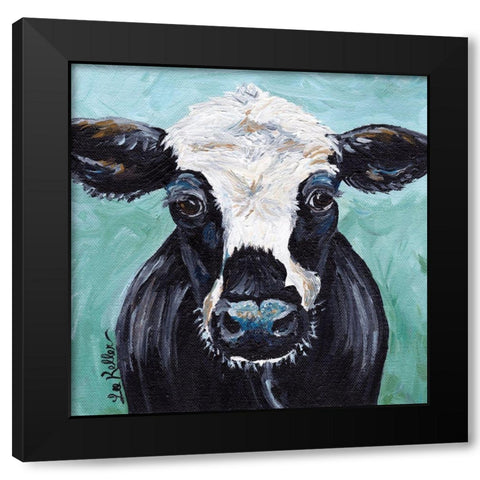 Clyde the Cow Black Modern Wood Framed Art Print with Double Matting by Keller, Lee