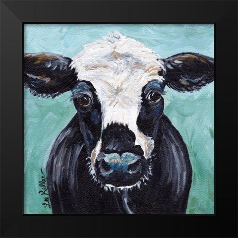 Clyde the Cow Black Modern Wood Framed Art Print by Keller, Lee