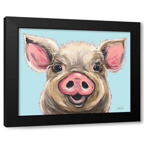 Posey the Pig Black Modern Wood Framed Art Print with Double Matting by Keller, Lee