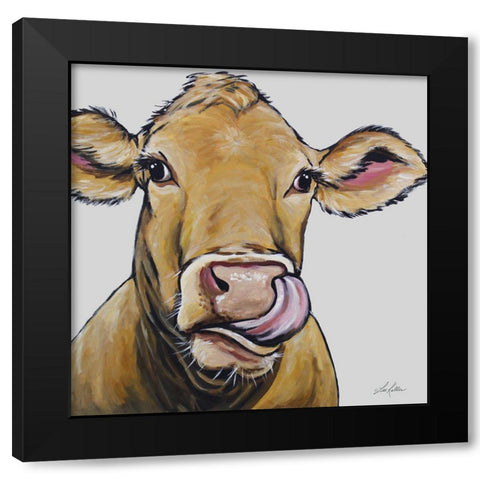 Daisy the Cow Black Modern Wood Framed Art Print by Keller, Lee