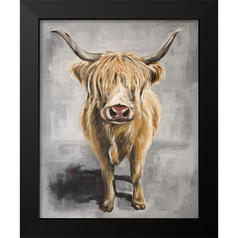 Harry the Highland Cow Black Modern Wood Framed Art Print by Keller, Lee