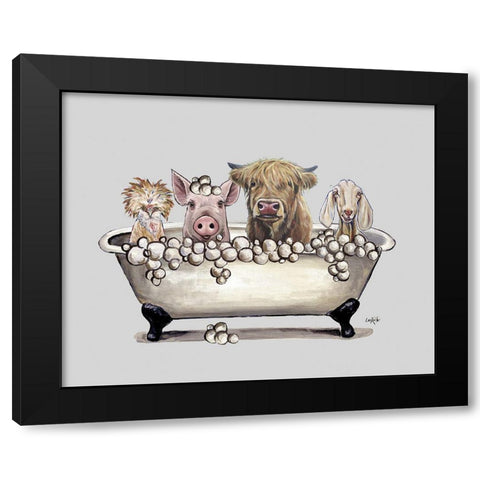 Farm Animal Bubble Bath II Black Modern Wood Framed Art Print with Double Matting by Keller, Lee