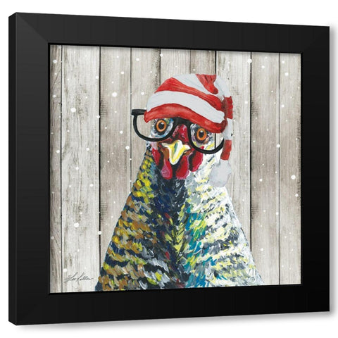 Christmas Chicken Black Modern Wood Framed Art Print with Double Matting by Keller, Lee
