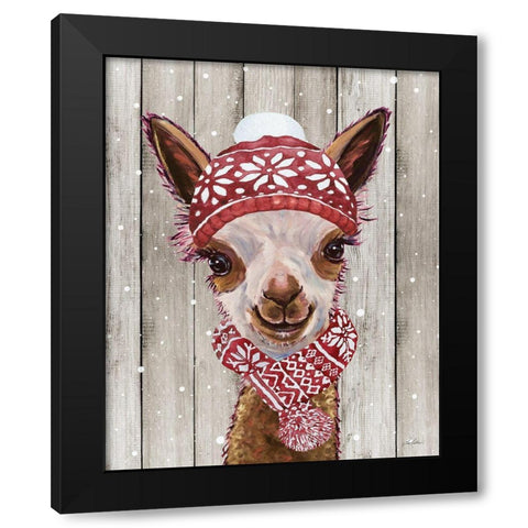 Christmas Alpaca  Black Modern Wood Framed Art Print with Double Matting by Keller, Lee