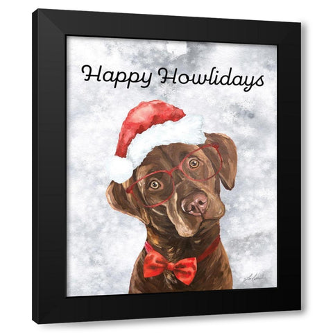 Happy Howlidays Black Modern Wood Framed Art Print by Keller, Lee