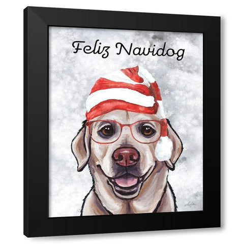 Feliz Navidog Black Modern Wood Framed Art Print by Keller, Lee