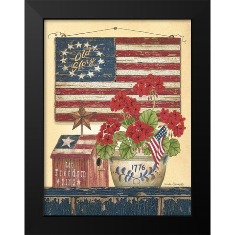 Americana Old Glory Black Modern Wood Framed Art Print by Spivey, Linda