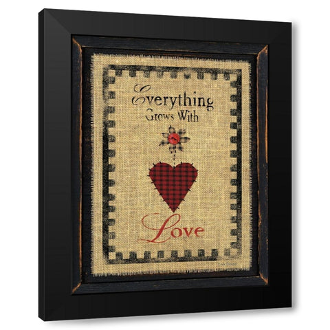 With Love Black Modern Wood Framed Art Print with Double Matting by Spivey, Linda