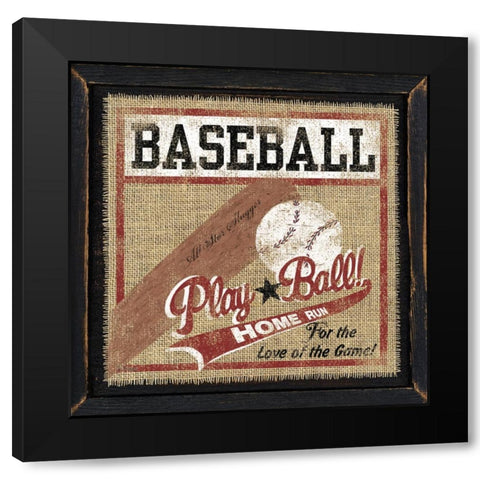 Baseball Black Modern Wood Framed Art Print with Double Matting by Spivey, Linda