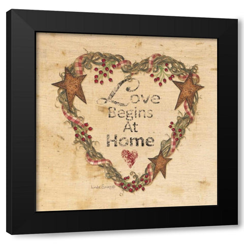 Love Begins at Home Black Modern Wood Framed Art Print with Double Matting by Spivey, Linda