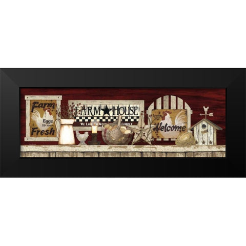 Farm Rooster Shelf Black Modern Wood Framed Art Print by Spivey, Linda