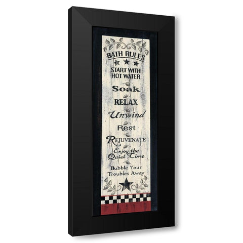 Bath Rules Black Modern Wood Framed Art Print with Double Matting by Spivey, Linda