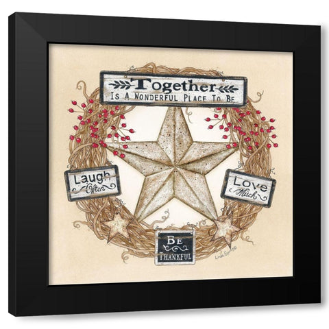 Barn Star Wreath Black Modern Wood Framed Art Print with Double Matting by Spivey, Linda