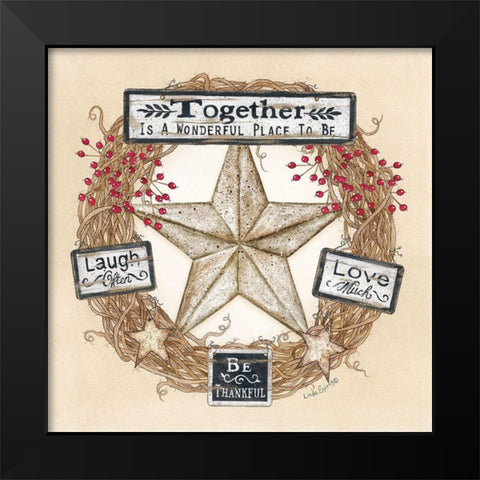 Barn Star Wreath Black Modern Wood Framed Art Print by Spivey, Linda