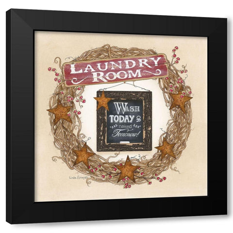 Laundry Room Wreath Black Modern Wood Framed Art Print with Double Matting by Spivey, Linda