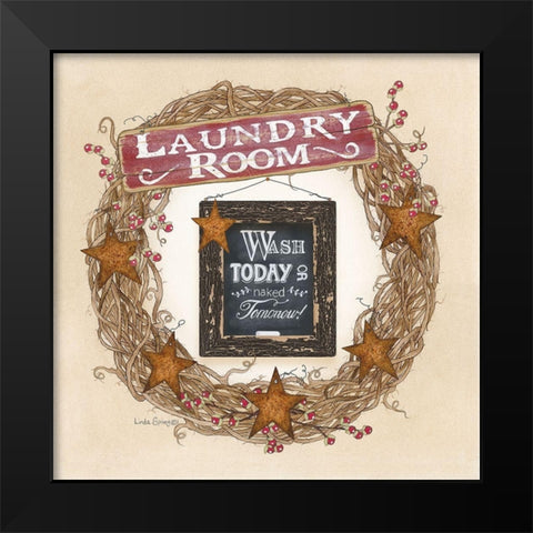 Laundry Room Wreath Black Modern Wood Framed Art Print by Spivey, Linda